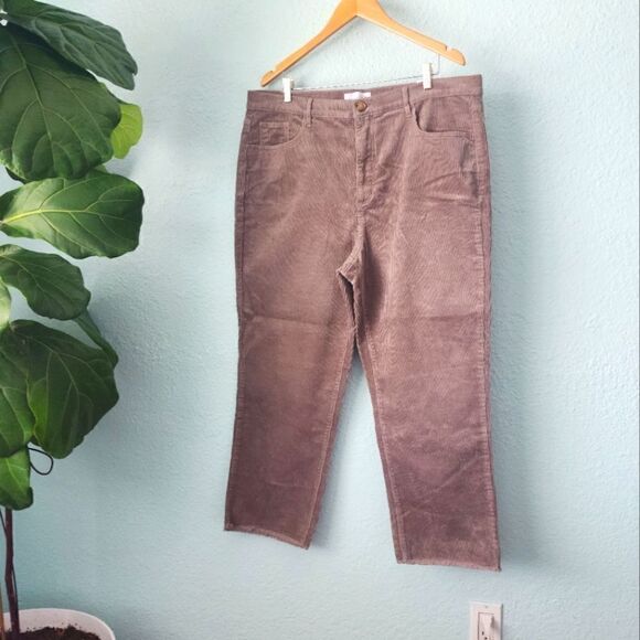 LOFT The straight crop high rise corduroy Frey hem pants - Picture 1 of 16